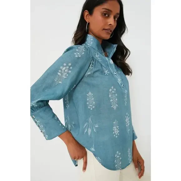 Tuckernuck Blue Floral Blouse - Picture 3 of 15